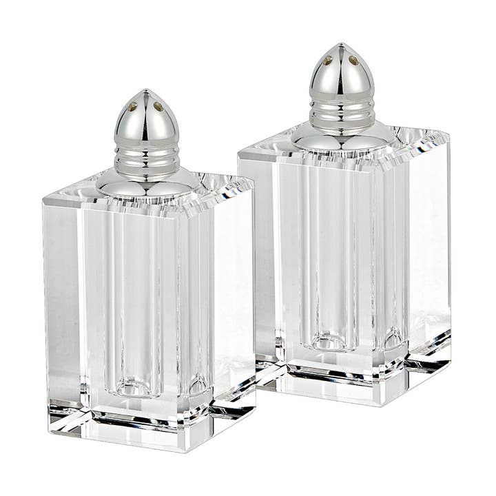 Pair of Salt & Pepper Shakers in Gold or Silver for wholesale by Badash