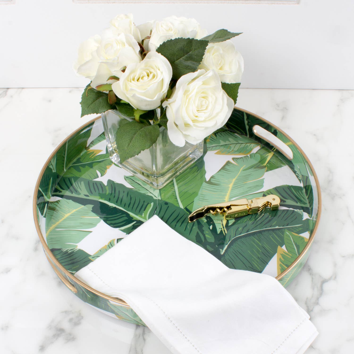 8 Oak Lane – wholesale Serving tray – Banana Leaf Round Tray1