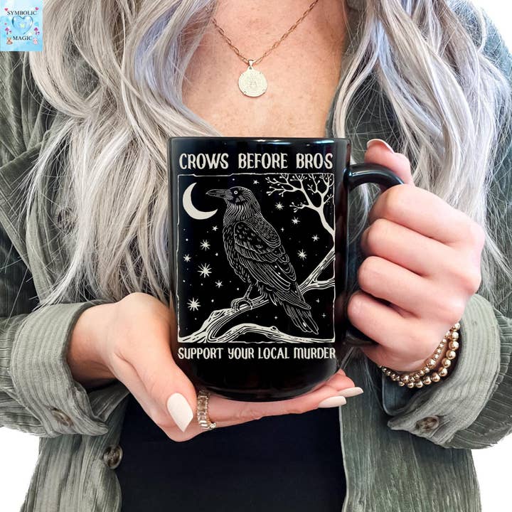 NVC Ecommerce LLC - Wholesale Coffee Mug - Funny Crows Before Bros Mug, Witchy Halloween Mug, Crow