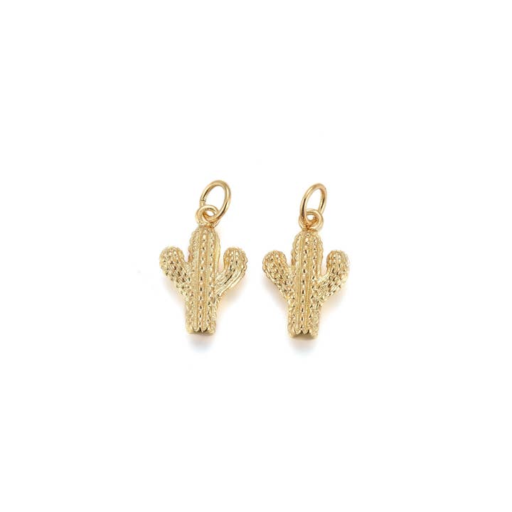 The Charm Bar Company - Wholesale Individual Charm/Pendant - Gold Cactus Cutie Charm