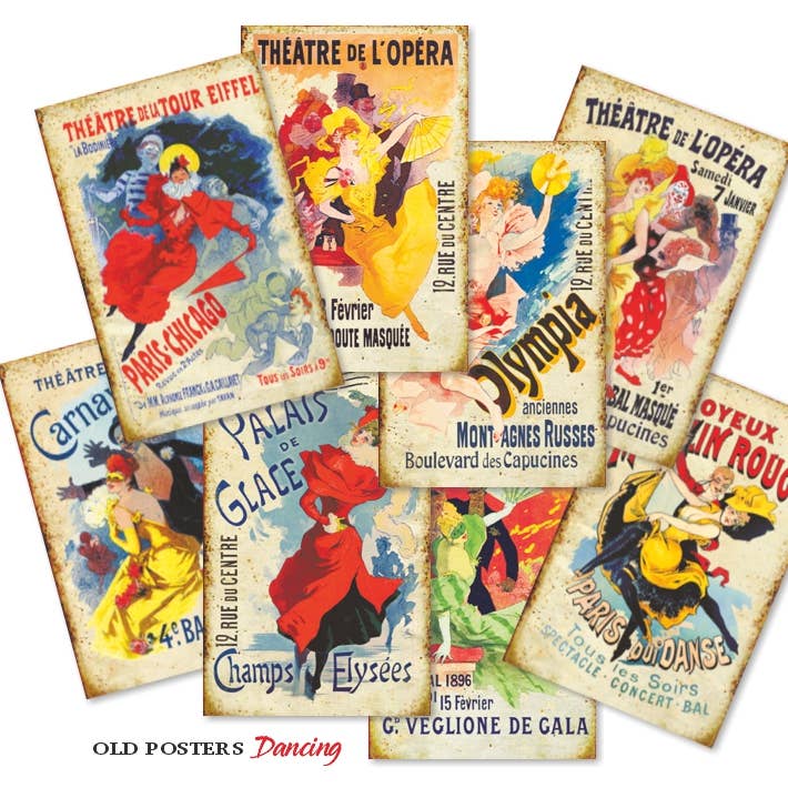 Gamle plakater Dancing - MINI Scrapbogspapir for engroshandel hos DECORER