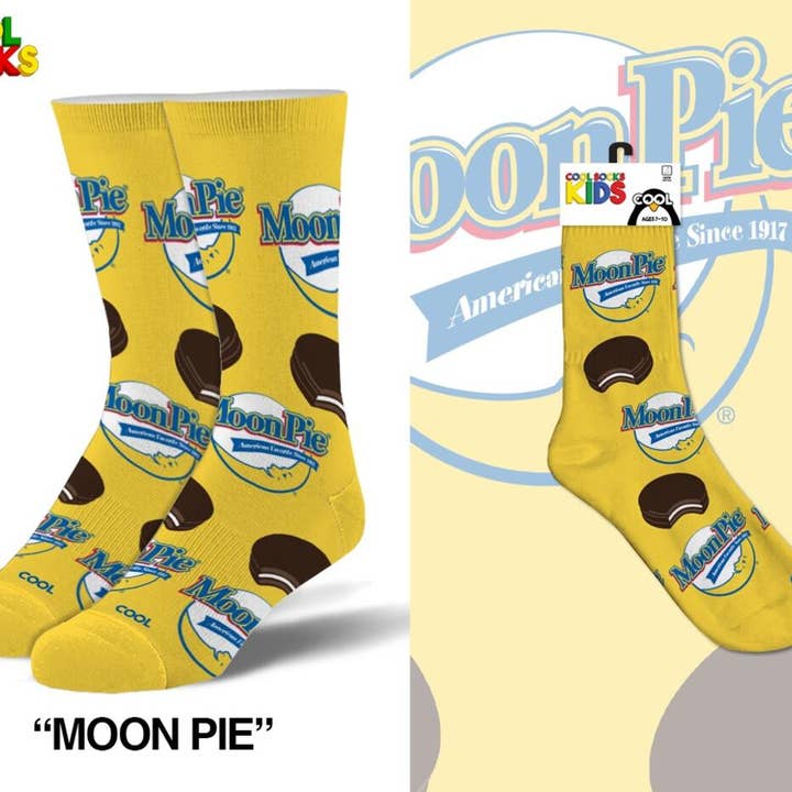 Kids MoonPie Socks - yellow for wholesale by MoonPie Direct