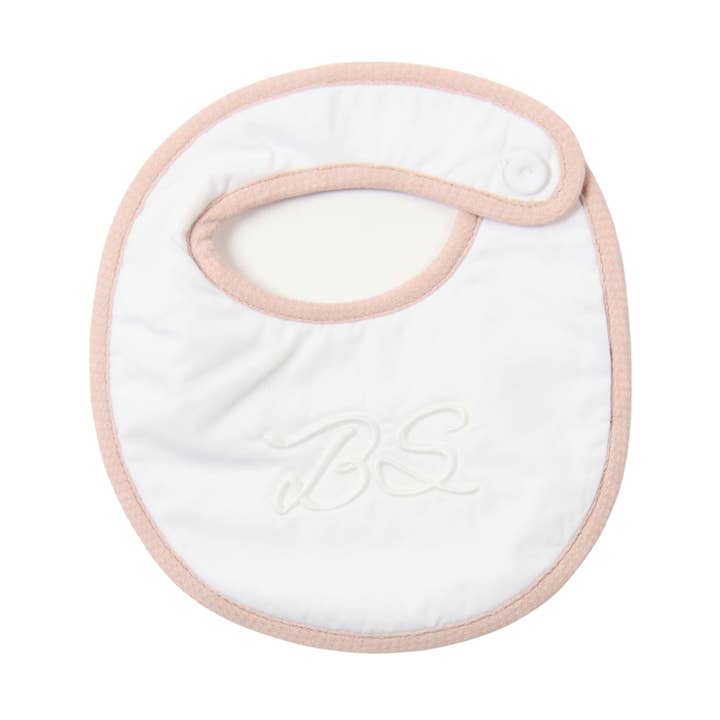 MON BEAU TROUSSEAU | Slabbetje van wit en stoffig roze katoen voor meisjes voor wholesale door Bebe Sweeny