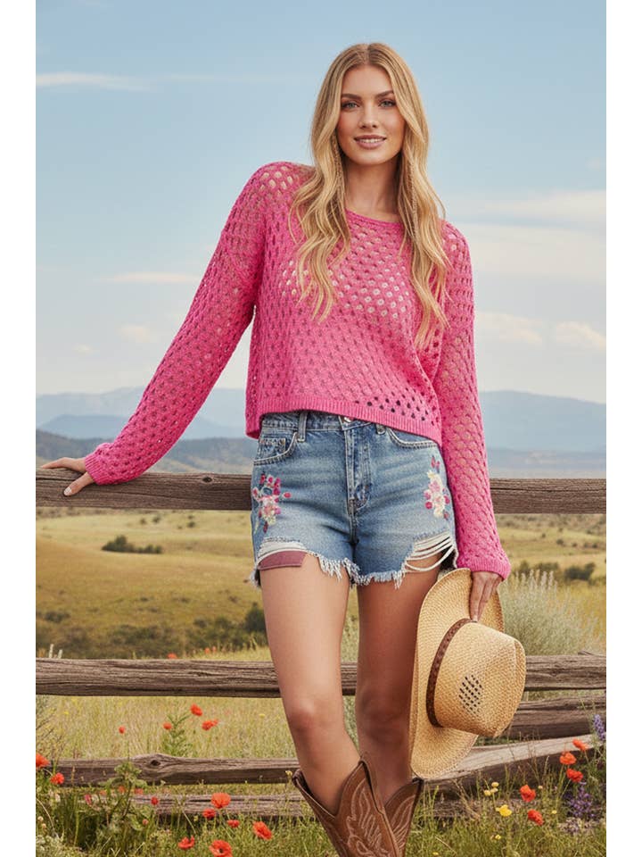 Sewn and Seen – Engroshandel Strikket top - Dame – Hæklet langærmet Crop Top11