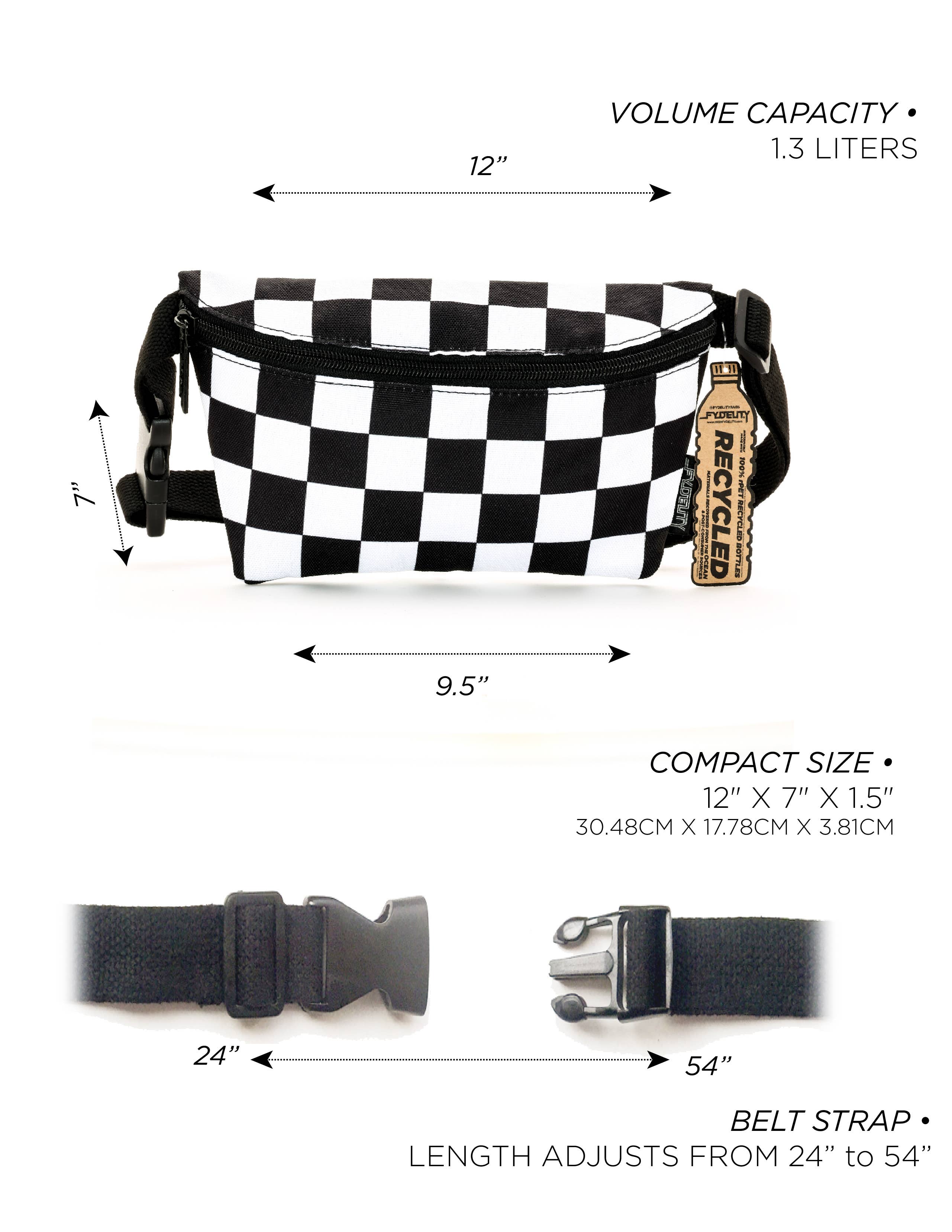 Fydelity – wholesale Midjeväska - Unisex – Fydelity XL Fanny Pack Slim i återvunnen RPET med rutig design3
