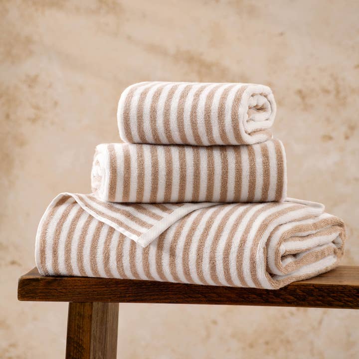 Hebden Striped Cotton Towels Natural for wholesale by Riva Home