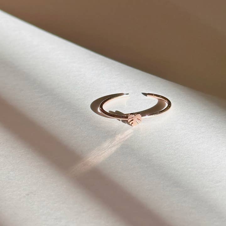 Dainty Little Tiny Things - Wholesale Band/Stacked Ring - Tiny Monstera Deliciosa Plant Ring | Hypoallergenic5