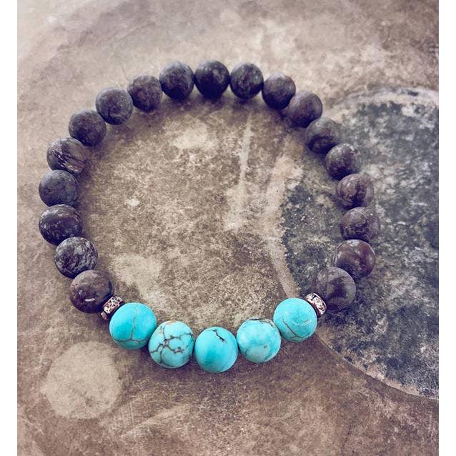 harmony / natural gemstone beaded mala stretch bracelet for wholesale by Peacock & Lime