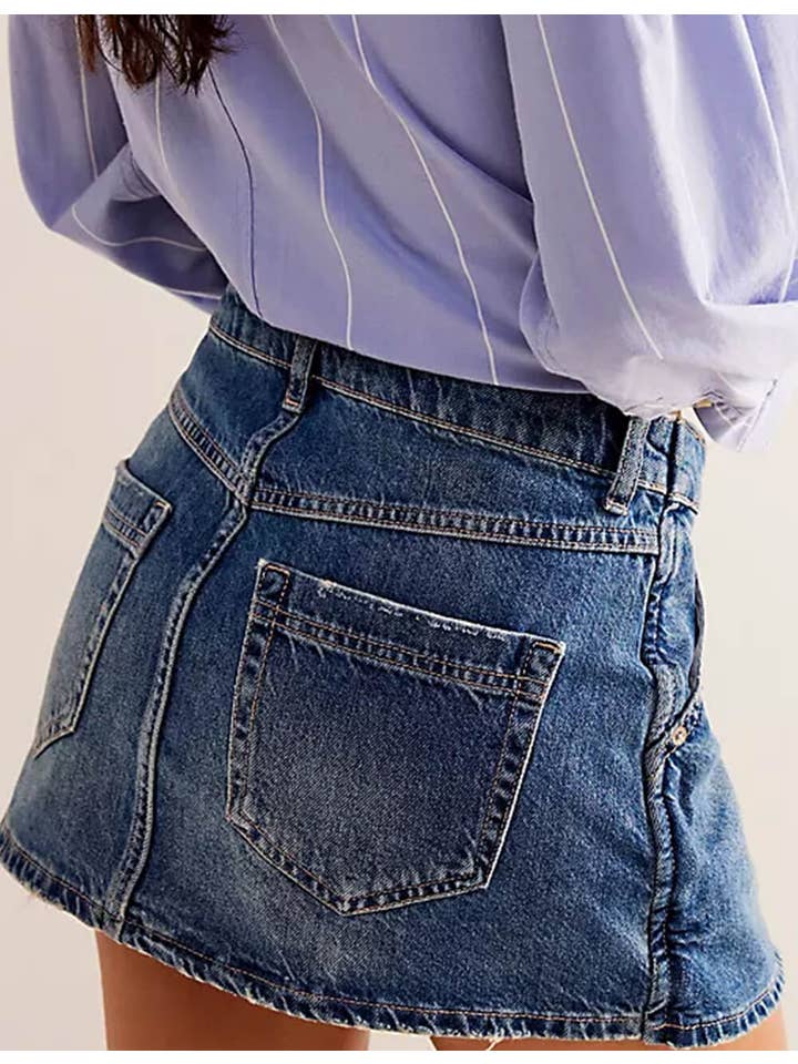 Sweetkama – Großhandel Rock – Damen – Damen-Mini-Jeansrock mit asymmetrischer Tasche SKS5417