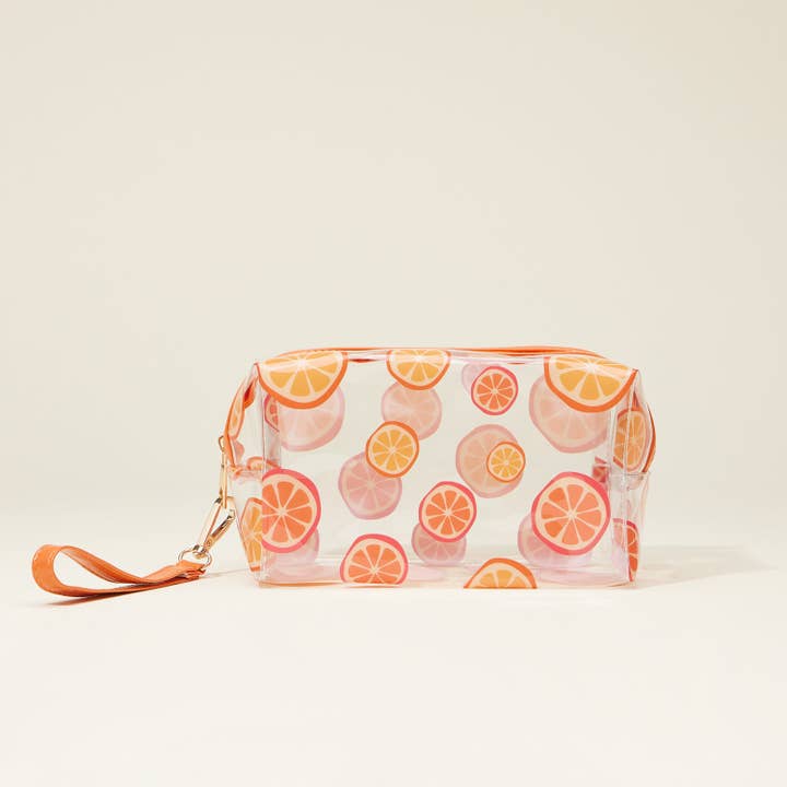 Frem - Wholesale Makeup/Cosmetic Bag - Clear Fruit-Printed Cosmetic Bags with Wrist Strap