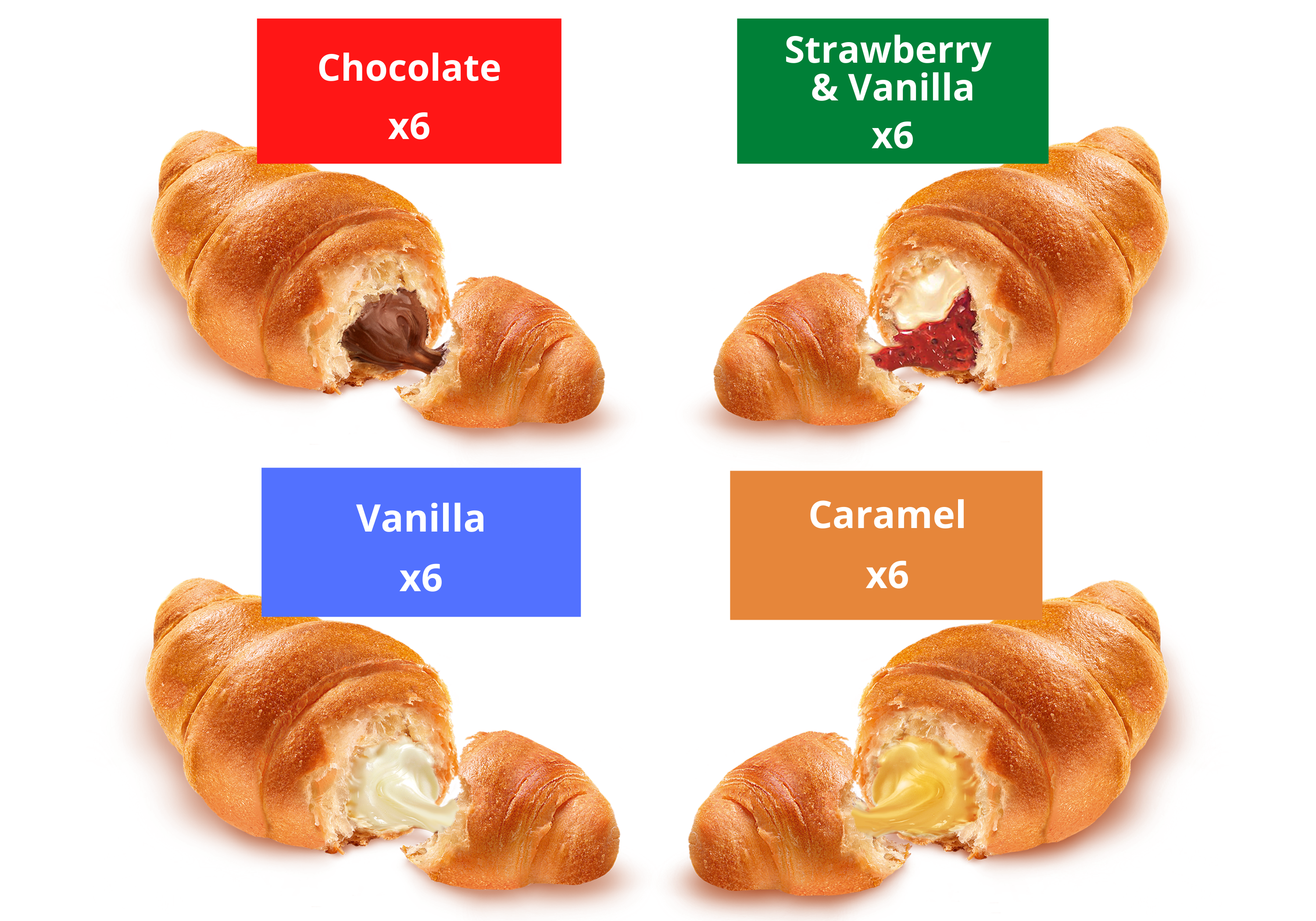 7days Snacks - Wholesale Cookie - Soft Croissant, 4 Flavor Variety Pack (2.65oz, Pack of 24)1