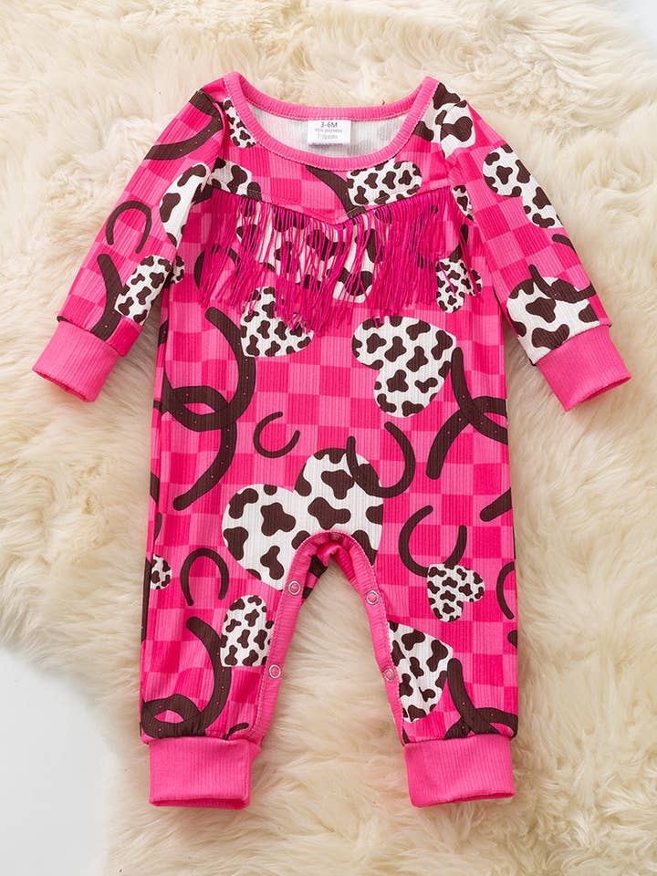 Body bébé à carreaux, cœur et fer à cheval. RPG52826 Jean pour la vente par Kids Charm Online