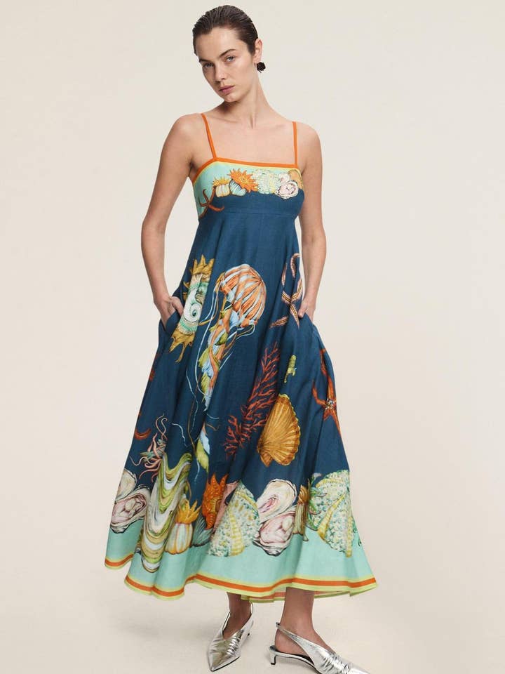 Hope & Sunshine - Wholesale Dress - Women's - Linen Graffiti Print Swing Dress5