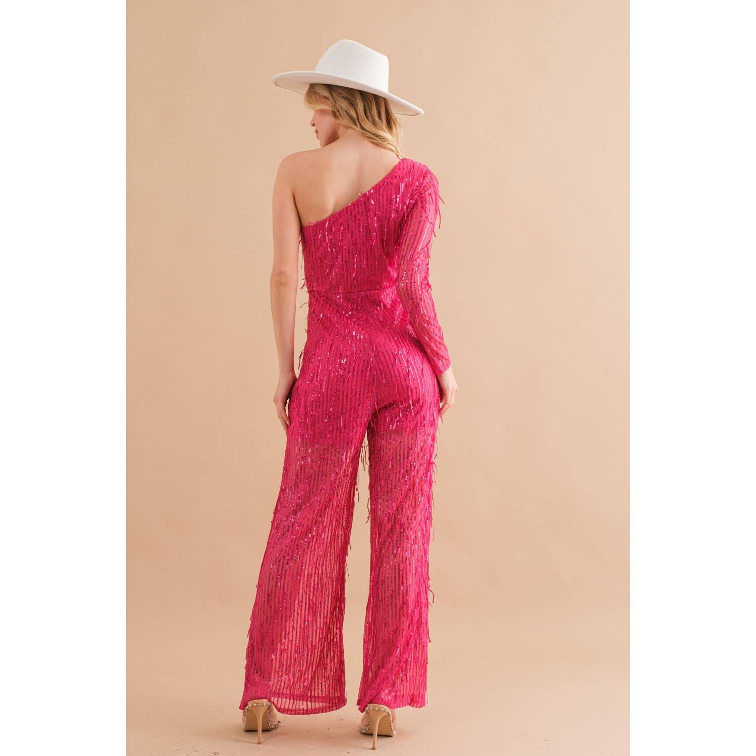 Apolline - Vente Combinaison – femme - COMBINAISON À UNE ÉPAULE À FRANGES ET SEQUINS6