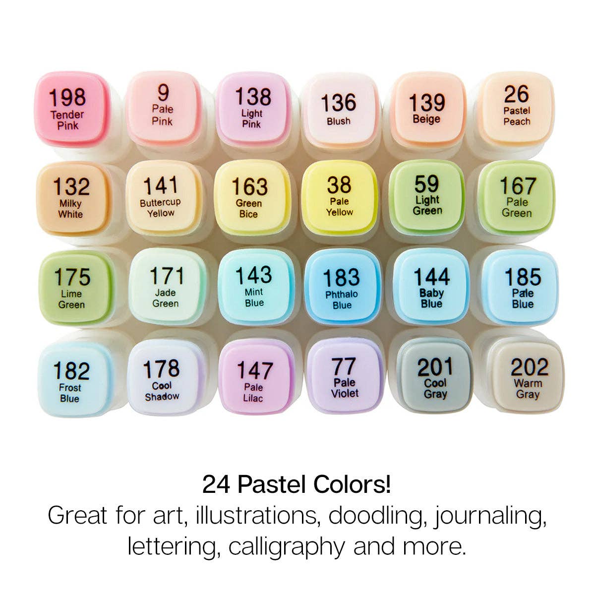 KINGART - Wholesale Marker - Double-Ended Alcohol Markers - 24 Pastel Colors1