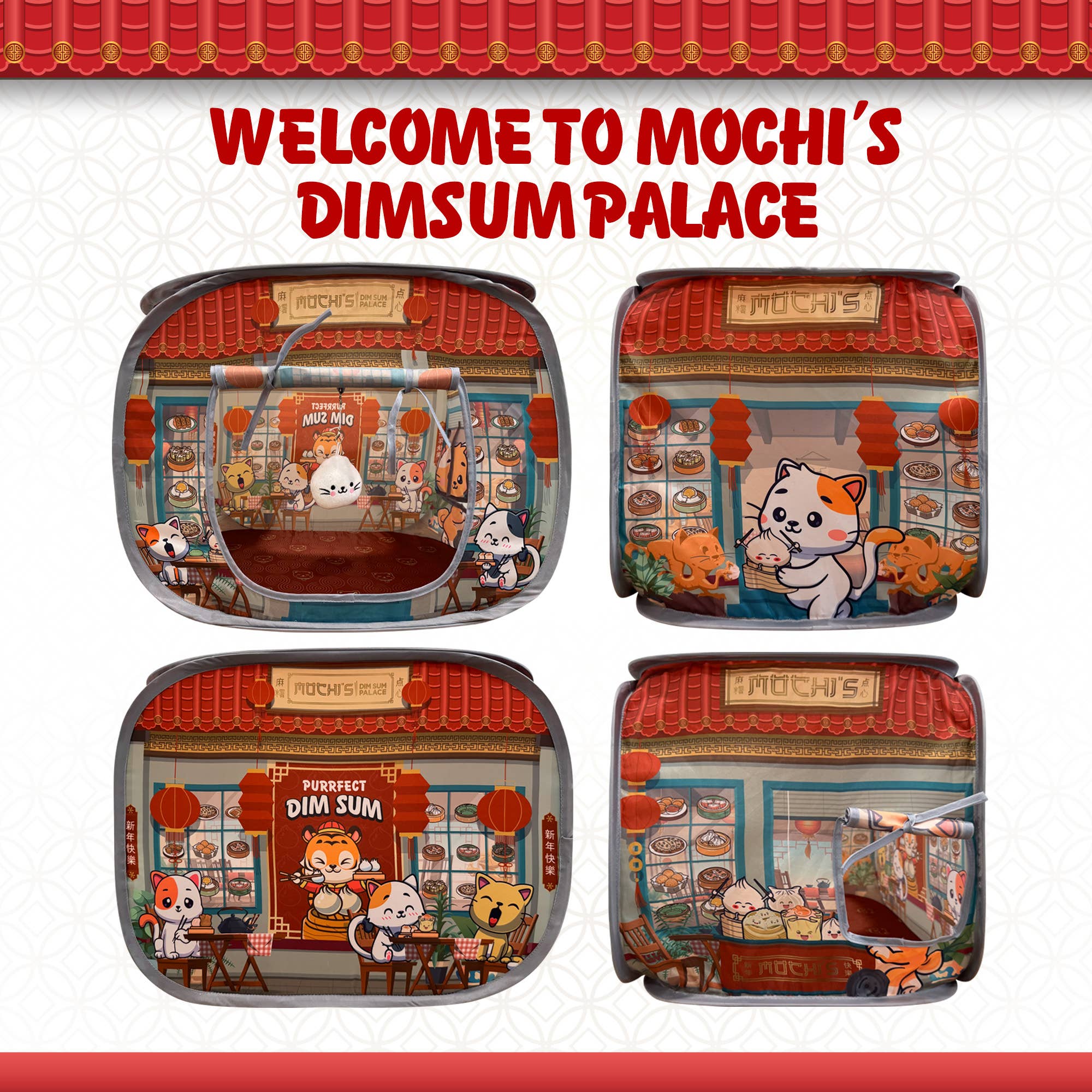 Capnip - Venta al por mayor Iglú para mascotas - Gatos y perros - Casa de Gato Plegable Mochi's Dim Sum Palace de Capnip8