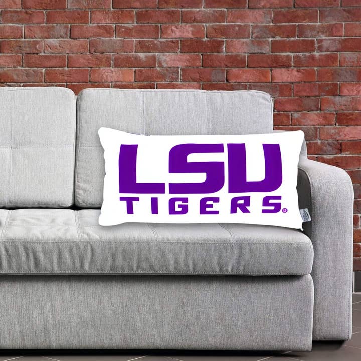 LSU Tigers Lumbar Throw Pillow Cover- Licensed LSU Decor for wholesale by Campus Hammocks