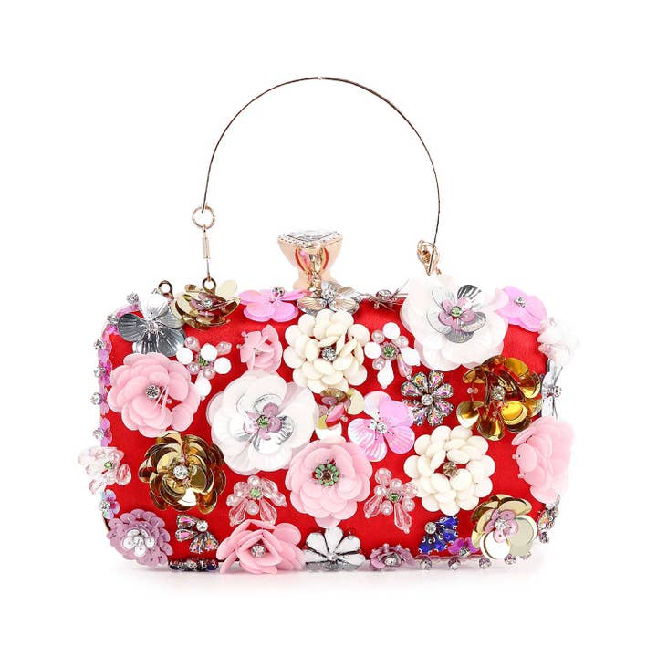 Handbag Factory Corp – Engroshandel Clutch - Dame – Aftentaske med hævet blomsterperler
