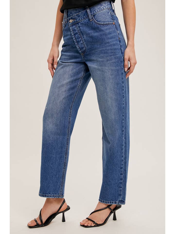 Bluivy - Wholesale Jeans - Women's - DENIM ASYMMETRICAL WAIST STRAIGHT LEG JEANS9