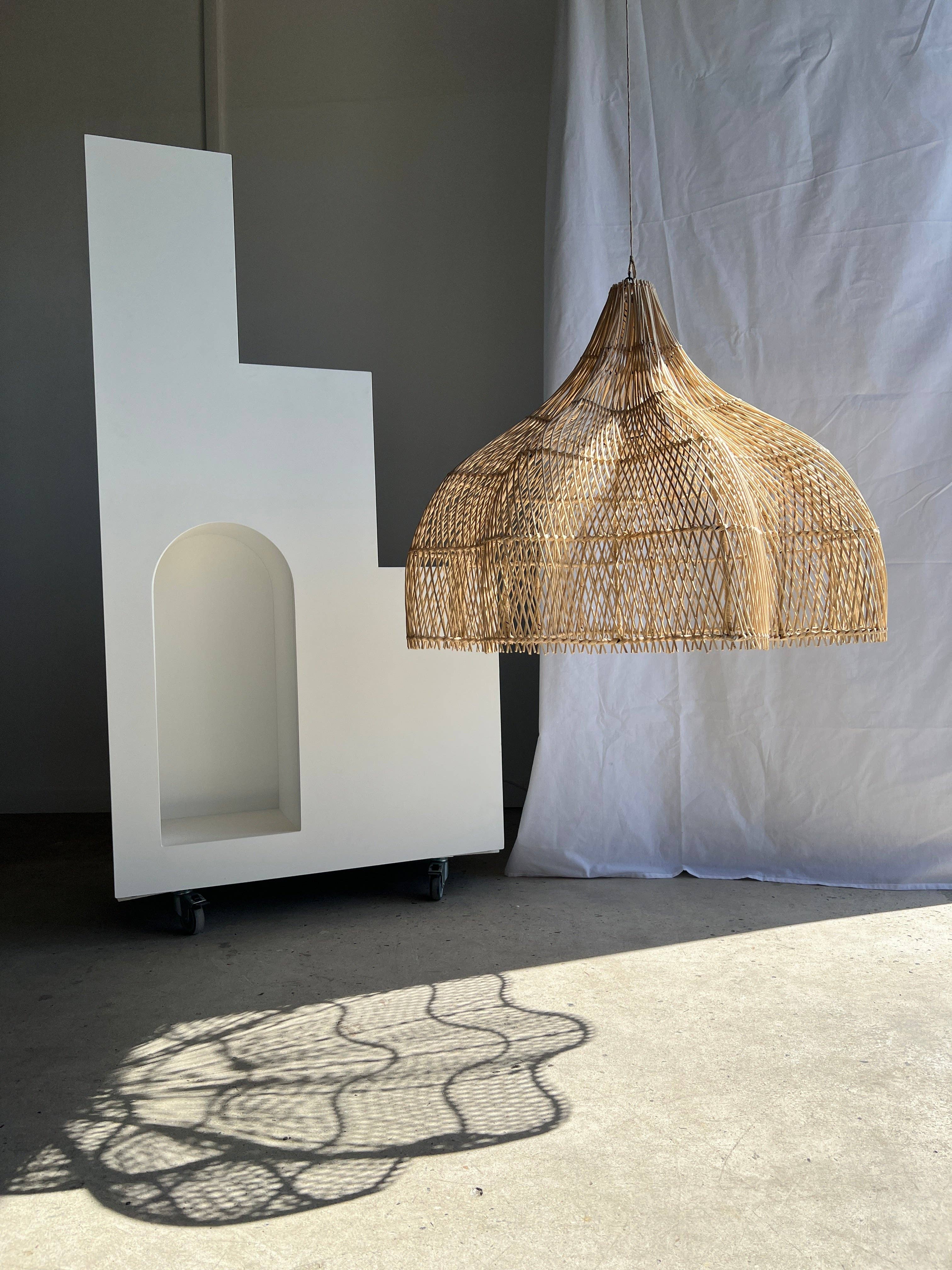 Office Objets - Wholesale Chandelier/Hanging Light - Pendant light, flower-shaped rattan fixture, tulip, corolla H:80cm D80cm35