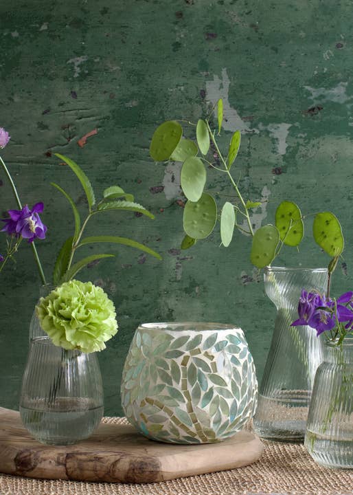 De Weldaad Authentic Interior - Wholesale Decorating Tool - Hyacinth vase ribbed glass WEL2266