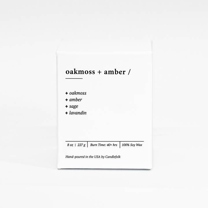 Candlefolk - Wholesale Jar/Filled Candle - Oakmoss & Amber - 8 oz Soy Candle1