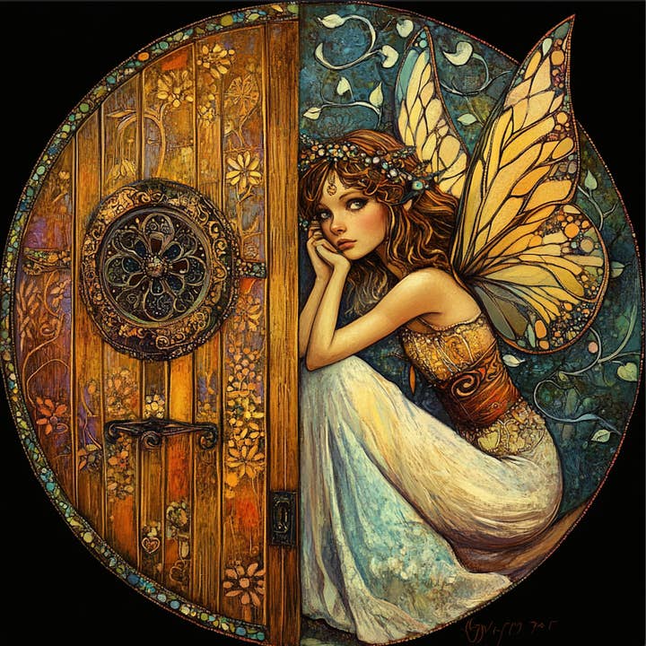 "Home" Fairy Art Tambourine and Ribbon Wall Accent for wholesale by Bodhi Leaf Market