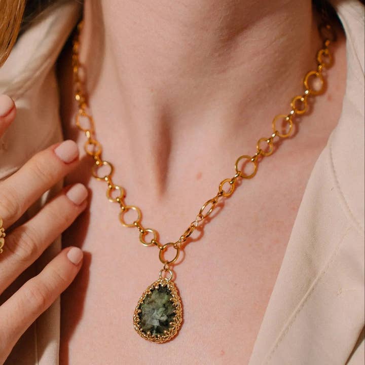 PHOEBE´S - Wholesale Pendant/Charm Necklace - Collar de acero inoxidable con piedra natural8