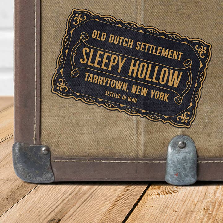 Sleepy Hollow Vintage Travel Label Vinyl Sticker for wholesale by Literary Craft Parlour