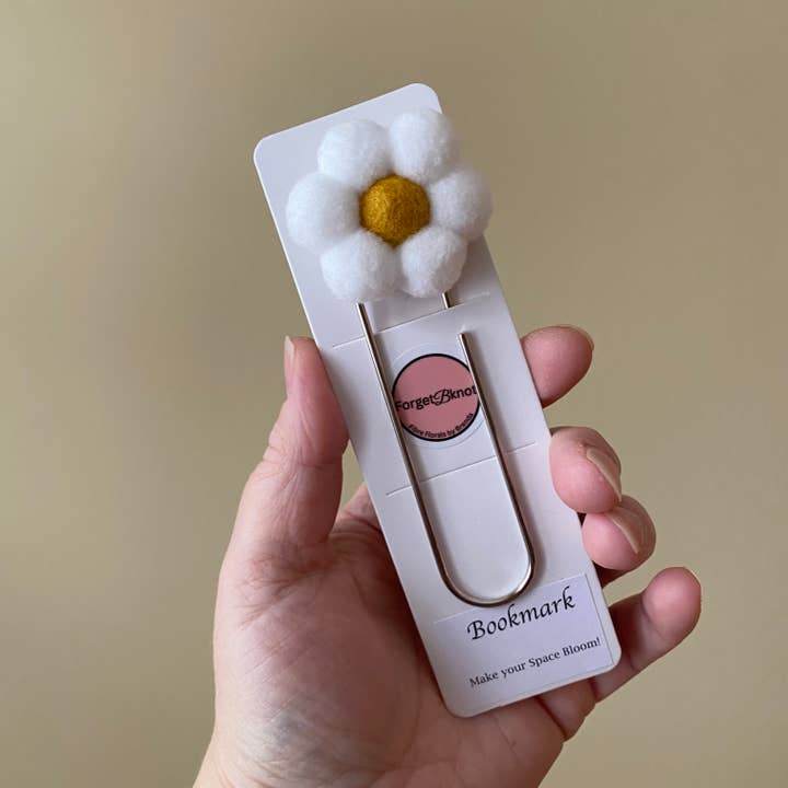 ForgetBKnot - Wholesale Bookmark - Flower Bookmark/ Oversized Paper Clip/ Pompom & Felt Flower