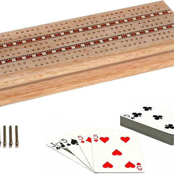 Cribbage Set - Solid Oak Wood Sprint 3 Track for wholesale by Wood Expressions