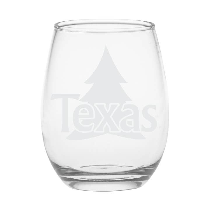 Christmas tree Custom Etched 15oz stemless wine glass for wholesale by Oh It's A Party