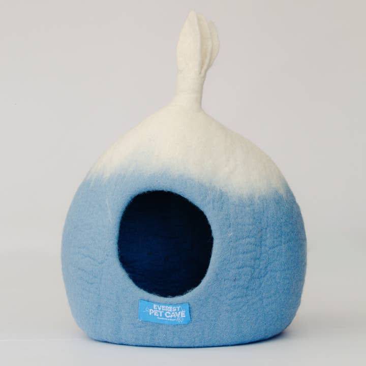 Cat Cave Small Blue-White Mix, 100% Wool, Felted, Handmade for wholesale by Everest Pet Supply & Gifts