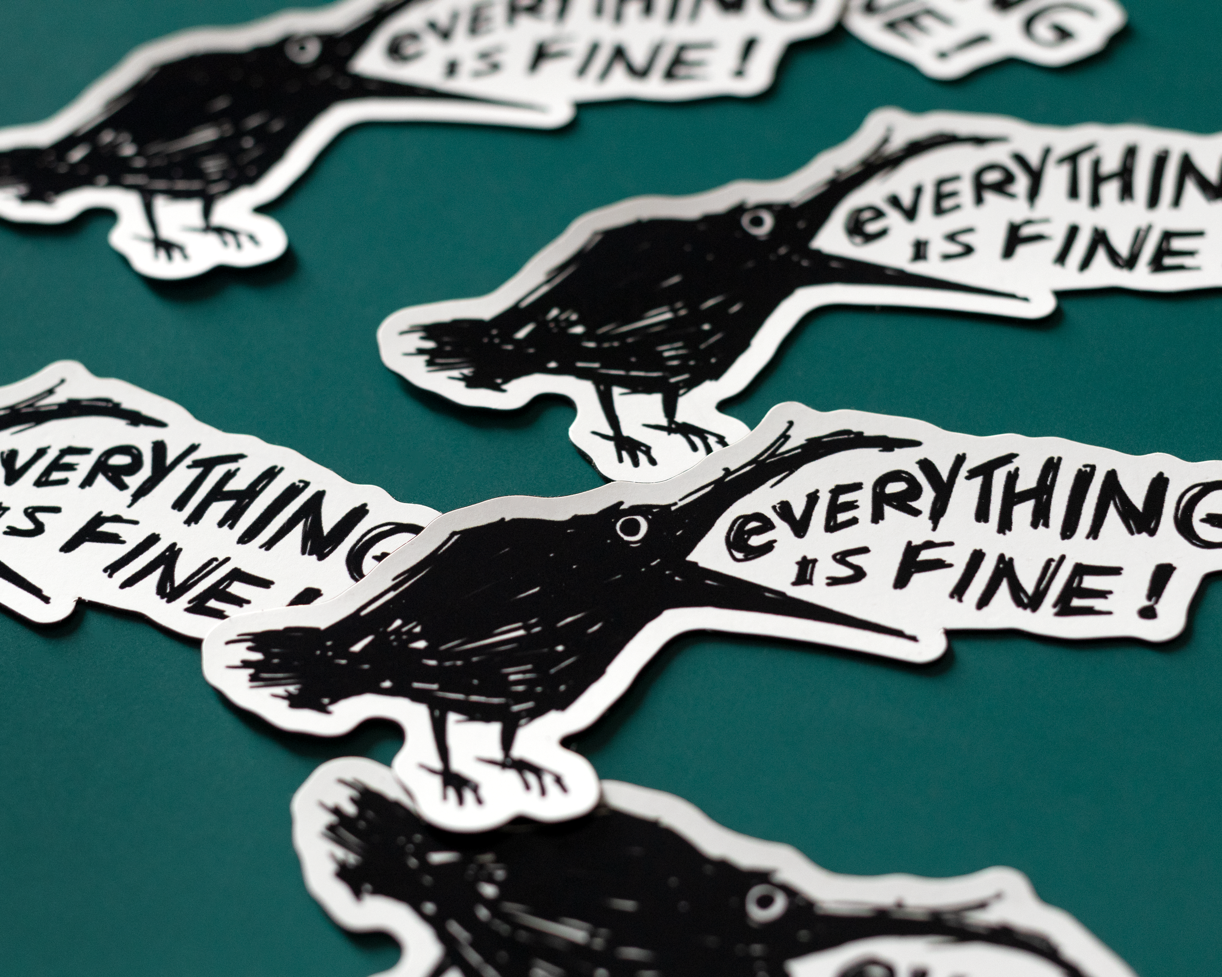 RippleSplash Studio - Wholesale Phone & Laptop Stickers - Funny Cute Crow Vinyl Sticker - Everything is Fine4