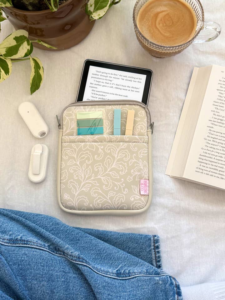 Dainty Sage Floral Kindle Sleeve, E-reader Zippered Sleeve for wholesale by Birdie & Co.
