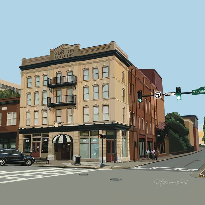 Morton Theatre ArtPrint | Svart historiskt landmärke | Aten GA för wholesale av Homeward Studio