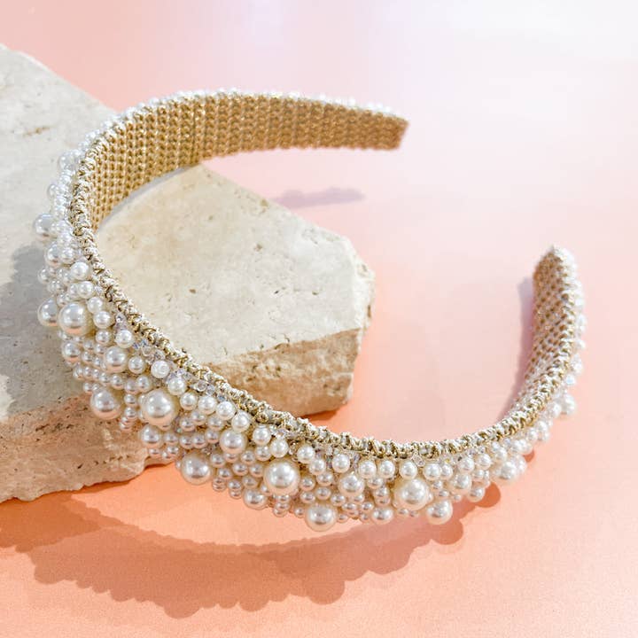 Angels Whisper Accessories - Wholesale Fashion headband – women's - Bianca Pearl Beads Headband3