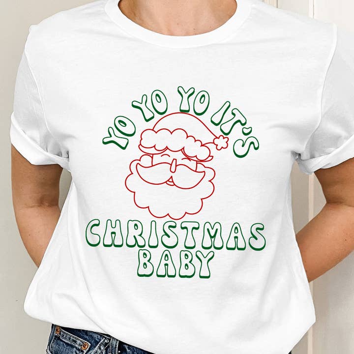Yo Yo Yo Es ist Weihnachten Baby Grafik T-Shirt für den Großhandel von Select Apparel