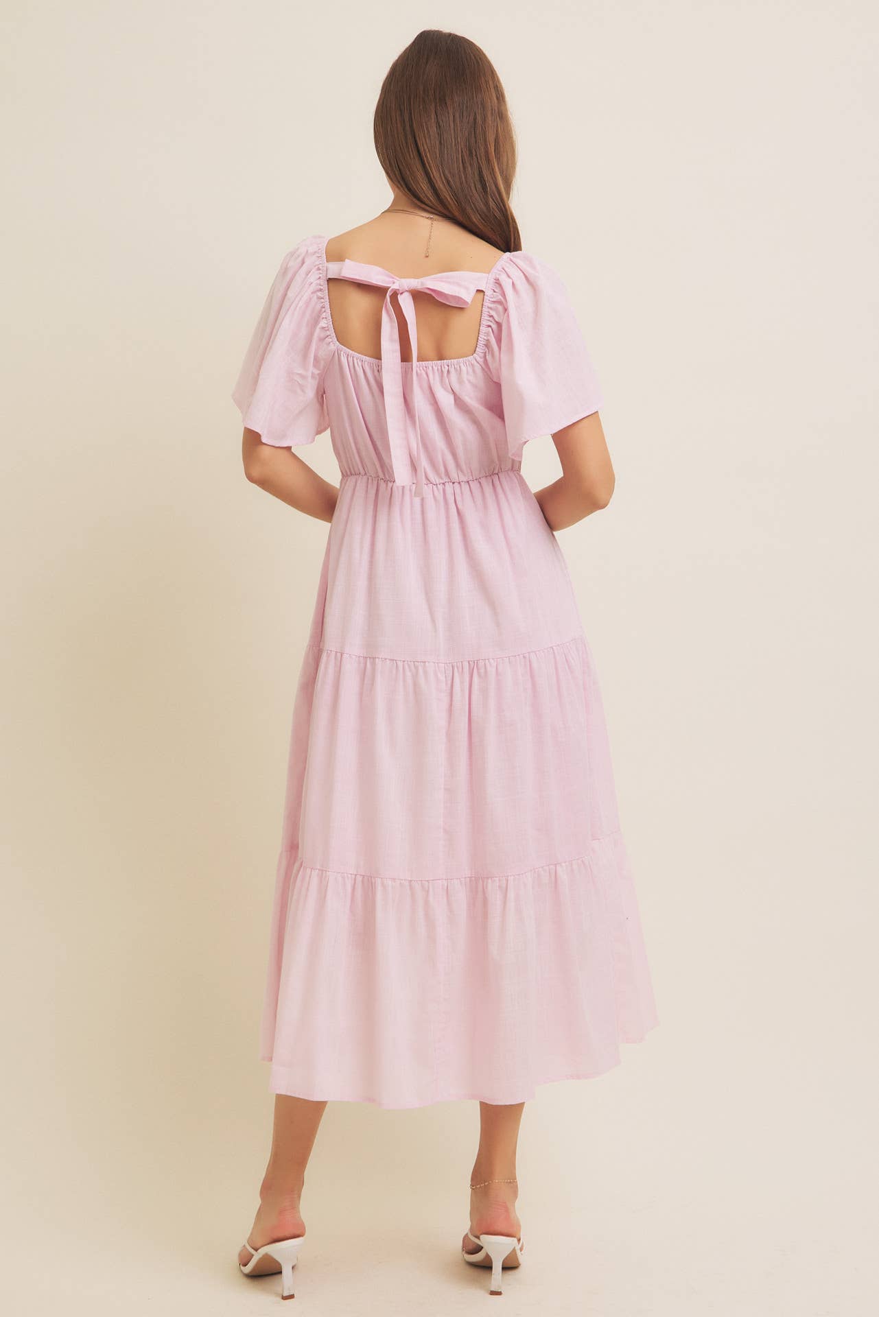 in february - Wholesale Dress - Women's - ESSENCE OF FALL TIERED CROCHET MIDI DRESS WITH FLUTTER SLVS17