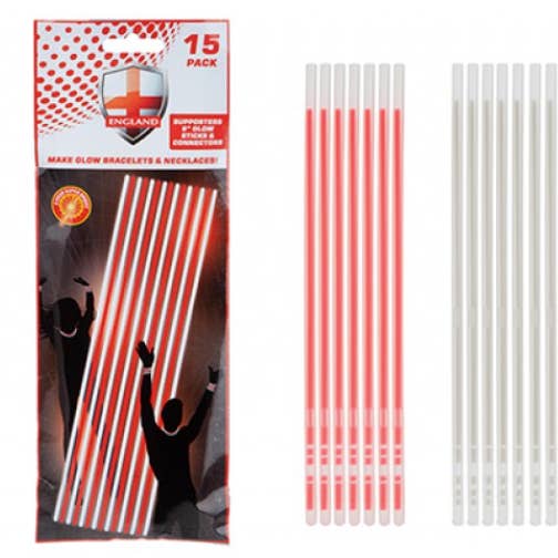 My Wholesale Warehouse - Wholesale Light-up toy – Kids & baby - Generise 15PC 20CMx5MM RED/WHITE GLOW STICK W/15 CONNECTORS FOIL BAG0