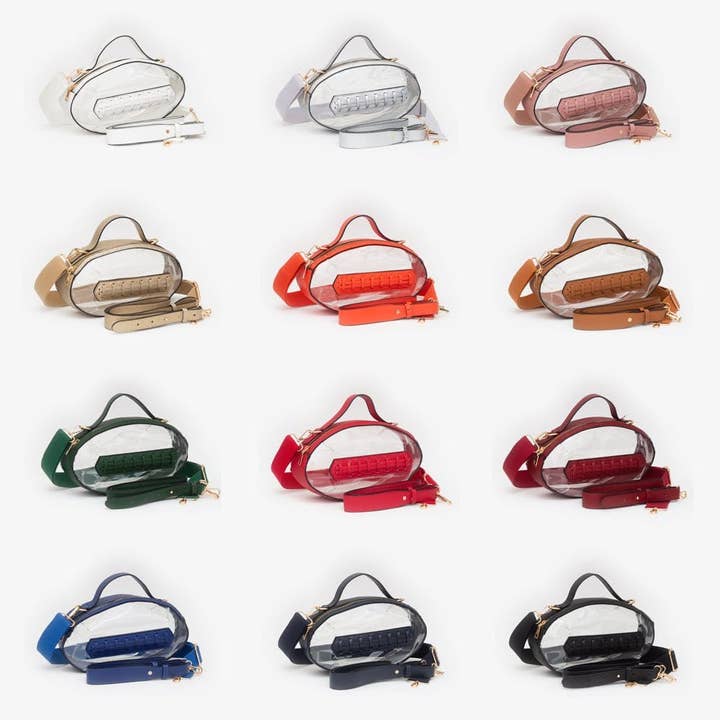 MiMi Wholesale - Wholesale Crossbody Bag - Women's - TG10695 Clear Gameday Football Stitch Detail Crossbody Bag