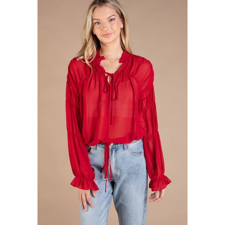 Blusa campesina fruncida para venta al por mayor de Naked Zebra Rack