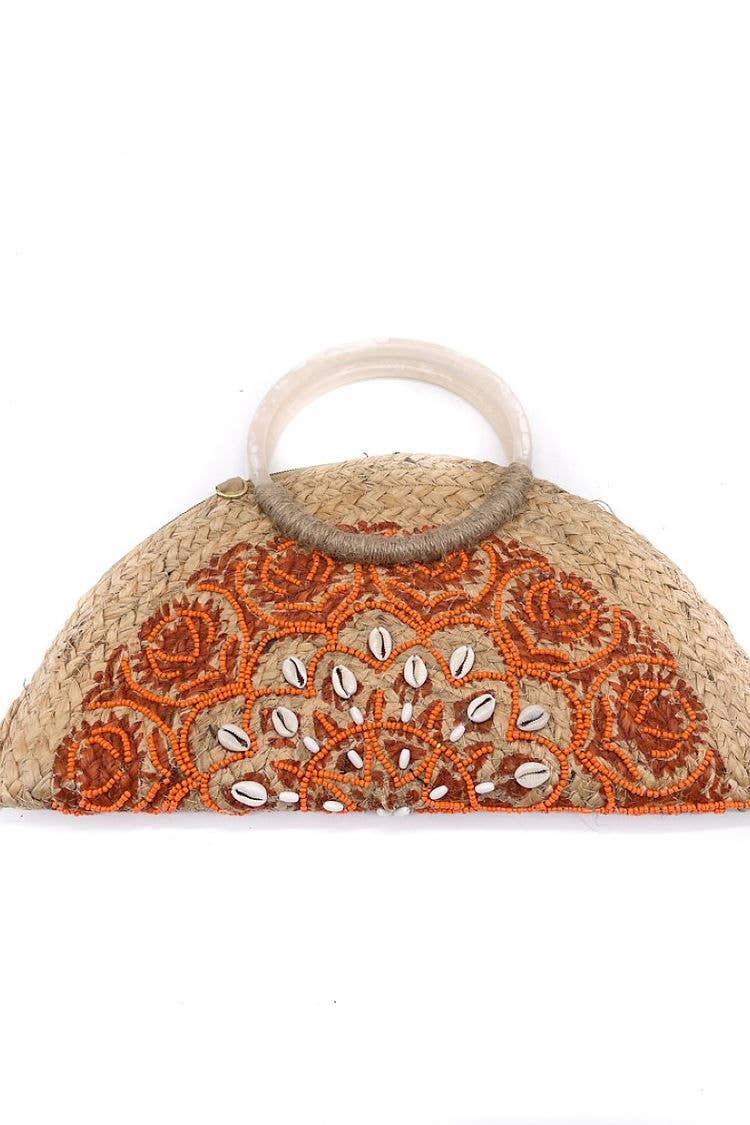 Orange BG5558 Half Moon Bag With Shells Loowie for wholesale on Faire0