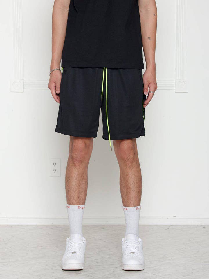 Robink - Wholesale Shorts - Men's - Blank State Men's Snap Button Gym Shorts in Black