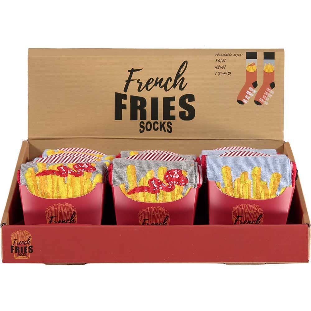 TRAAGOODS.COM – wholesale Socks – Unisex – French Fries Socks In Box (12 Pieces Per Display)1