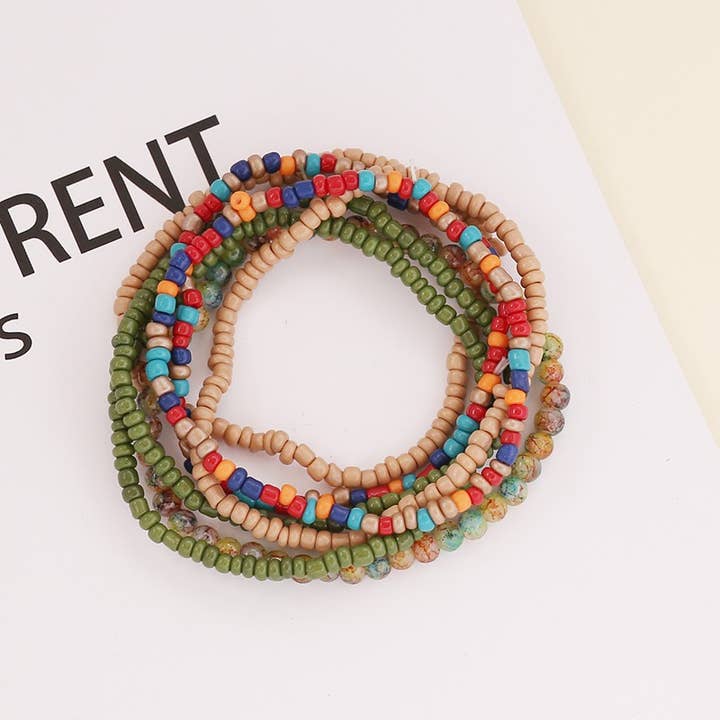 JOSSLYN by wall to wall - Wholesale Beaded Bracelet - CONFETTI BEADED STRANDS STRETCH BRACELETS | 40B5130