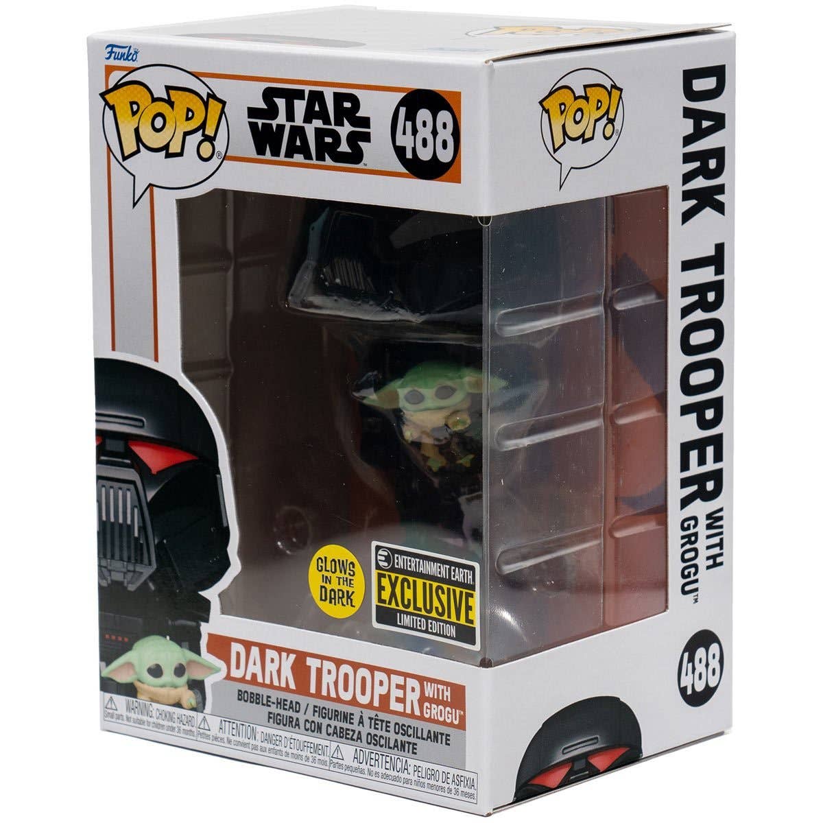 Fundom - Vente Figurine – enfant - Funko Pop! Star Wars : The Mandalorian Dark Trooper avec Grogu Glow-in-the-Dark Figurine en Vinyle Exclusive Entertainment Earth9