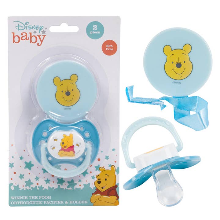 Deluxe Import Trading - Wholesale Pacifier – Baby - Winnie The Pooh Blue Pacifier & Holder