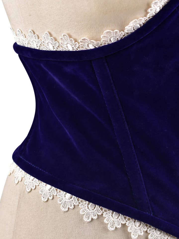 NAVY BLUE Steel-Boned Women’s Velvet Corset – Waist Cincher for wholesale on Faire5