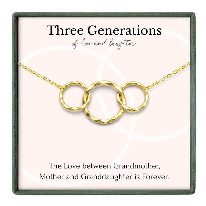 Collar de 3 anillos de oro y plata para el Día de la Madre de 3 generaciones para venta al por mayor de hope love shine
